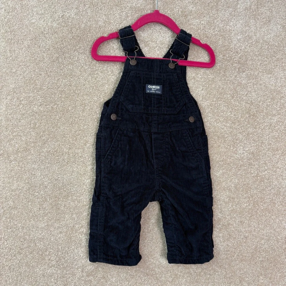 OSHKOSH Corduroy Overalls Kid's 6M Navy Blue Vestbak Carpenter Classic Heritage
